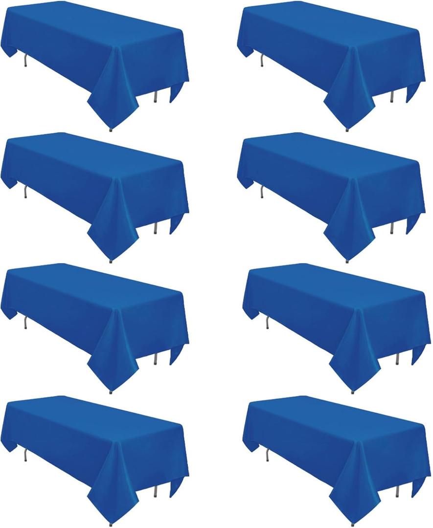 8 Pack Royal Blue Tablecloth Rectangle 60 x 126 Inch for 8 Foot Tables
