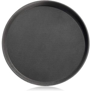 New Star Foodservice 24913 Non-Slip Tray, Plastic, Rubber Lined, Round, 11-inch, Black