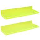 HappyDino Floating Shelves for Wall Acrylic Wall Shelves for Bedroom Bathroom Living Room Kitchen 16.5X5.5'', Pack of 2, Neon Green