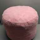 HIGOGOGO Round Stuffed Pouf Ottoman, Corduroy Poufs with Foam Chunk Filling, Furry and Fluffy Pouf Foot Stool Storage Ottoman, 20 X 15 Floor Poufs Foot Rest for Living Room, Pink
