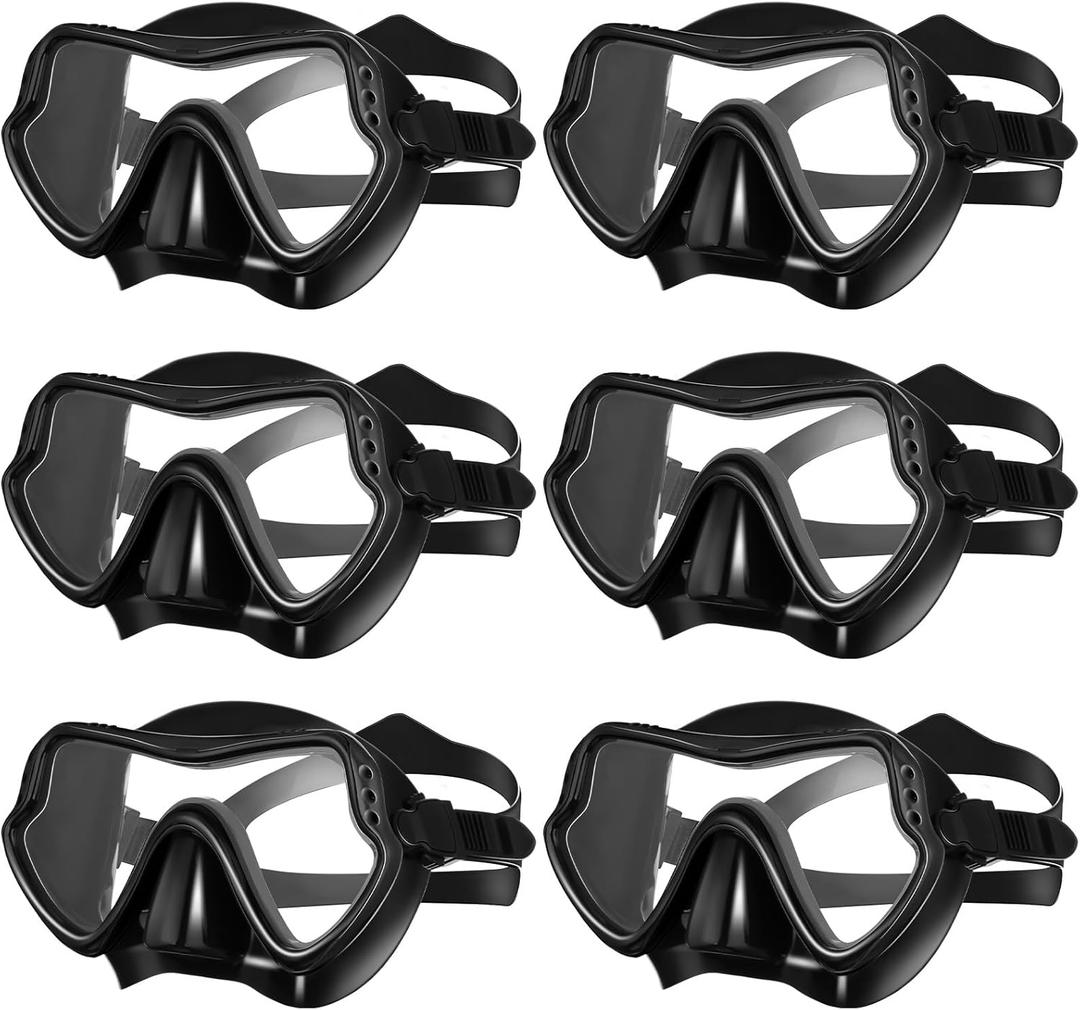 Kingdder 6 Pack Adult Swim Goggles with Nose Cover Anti-Fog No Leaking View Clear Diving Mask for Men Women Youth for Swimming Snorkeling Diving (Black Color)