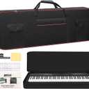 MUINS 88 Key Keyboard Case(Inner dimension: (53.5"*13"*6.7"),digital piano Keyboard carrying travel case Gig bag,thickened waterproof foldable Oxford cloth,Music Page Holder & Keyboard Stickers (Medium)