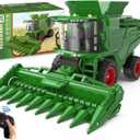 Remote Control Combine Harvester Tractor Toy with Corn Head, RC Tractor Toys for Kids 3+, Light/Spray/Sound/1/24 Scale, Farm Toy Combine Harvester for Kids, Christmas Birthday Gift 2025