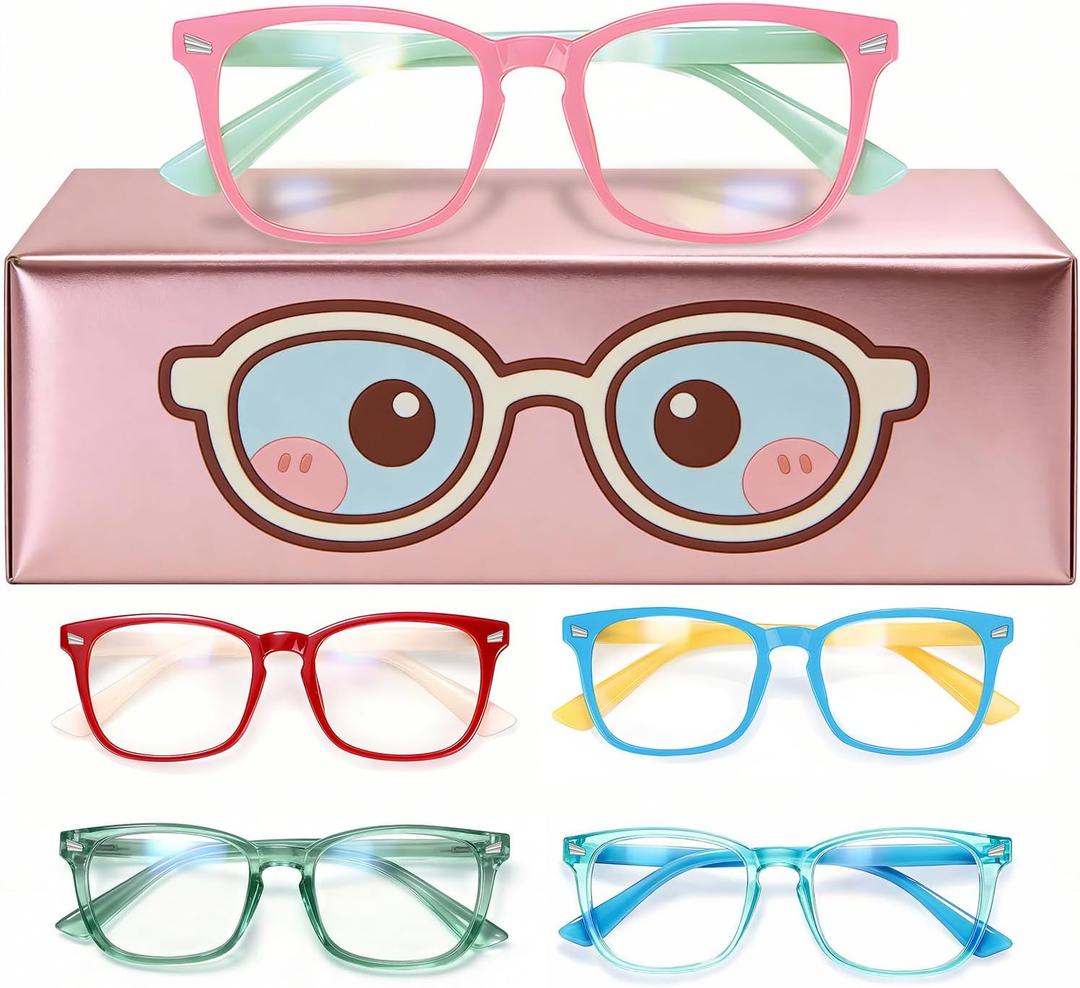 Toddler Blue Light Glasses for Kids Boys Girls, Computer Glasses Frame and Anti-Glare (Age 2-6) (* 5 Pair Mix-a)