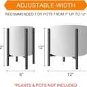 H HOMEXIN Metal Adjustable Plant Stand, Width 8-12 Inches, Corner Mid Century Holder for Indoor Outdoor Stable Display, Black
