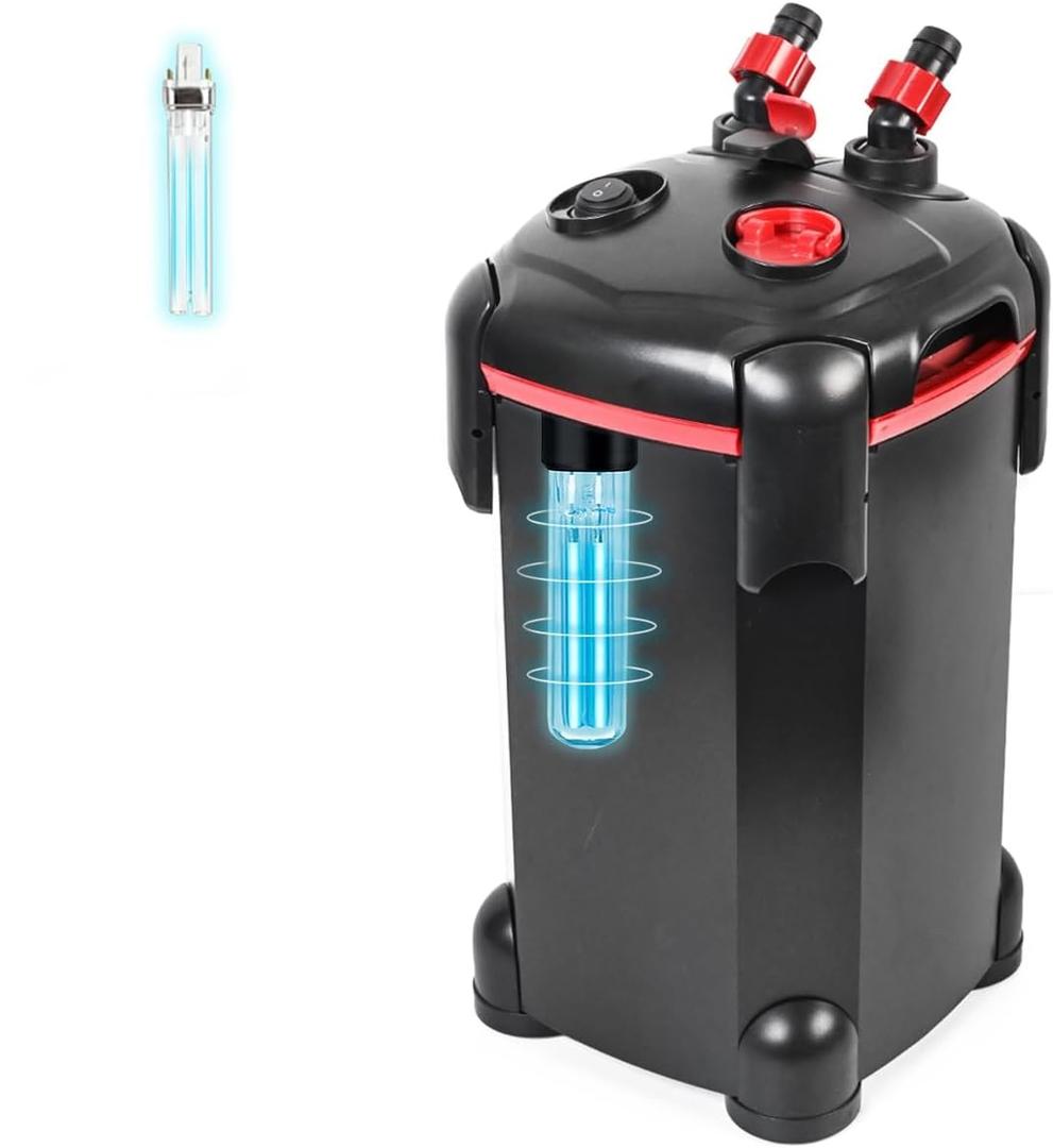 265GPH Canister Filter, 3-Stage External Aquarium Filter Ultra-Quiet Water Circulation Cleaning Machine with Media for Fish Tanks and Aquariums Up to 75 Gallons (265GPH)