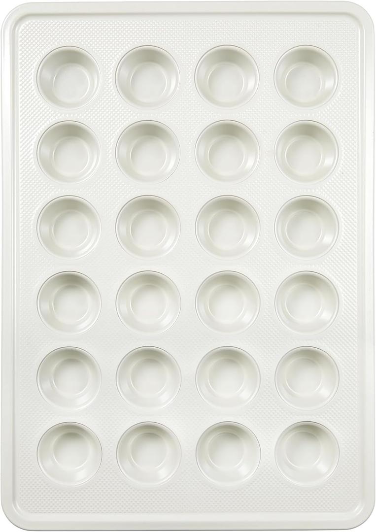 HONGBAKE 24 Cup Nonstick Ceramic Mini Muffin Pan, Non-toxic Mini Cupcake Pans, Muffin tin for Baking, Heavy-duty Aluminized Steel Cupcake Tray with Diamond Texture, Easy To Clean, Cream