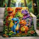 Dinosaur Blanket for Boys Girls 3D Dinosaur Throw Dino Blanket for Toddler Boys Kids Cute Smiling Dinosaurs HD Digital Print Flannel Ultra Soft Lightweight All Season (60in*40in)