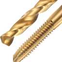 uxcell Tap and Drill Bit Set, 2pcs 3/16-24 UNC Straight Flute Thread Screw Taps & 2pcs 4mm Twist Drill Bits, Titanium Coated HSS-6542 Tapping Threading Tool Kit