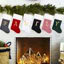 Eoocan 20 Inches Monogram Christmas Stockings White Velvet with White Super Soft Plush Cuff Embroidered Xmas Stockings Classic Personalized Stocking Decorations for Family Holiday Season Decor(Dad)