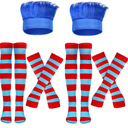 Brand: Syhood
2 Pieces Blue Hairy Headband Crazy Hair Wigs, 2 Pairs Striped Thigh High Socks Over Knee Stockings, 2 Pairs Striped Arm Warmer Fingerless Gloves Long Thumb Hole Gloves for Halloween Costume Party