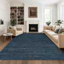 Washable Area Rug 8x10 for Living Room Bedroom Non Slip Minimalist Solid Color Area Rugs Modern Abstract Plain Dining Room Throw Carpet Low Pile Soft Classic Boho Rugs for Kitchen Nursery Oiifce, Navy