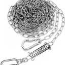 25ft Heavy Duty Chew Proof Dog Tie Out Chain Leash with Shock Absorbing Spring&Lockable Hooks-Up to 200Lbs,Use for Yard,Garden,Camping or Travel
