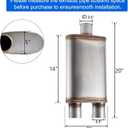 Universal 409 Stainless Performance Exhaust Muffler, single in dual out muffle (2.5 in inlet 2.5 in dual outlet)