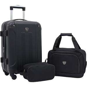 Travelers Club Chicago Hardside Expandable Spinner Luggage, Black, 3 Piece Set