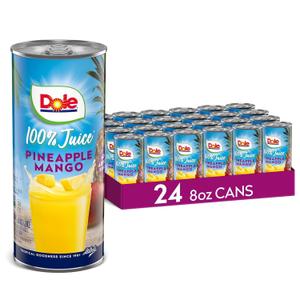 Dole 100% Pineapple Mango Juice, No Added Sugar, Excellent Source of Vitamin C, 100% Fruit Juice, 8.0 Fl Oz (Pack of 24), Aug 2026