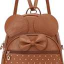 KL928 Girls Mini Backpack Bowknot Polka Dot Cute Daypacks Convertible Shoulder Bag Purse for Women (Brown)
