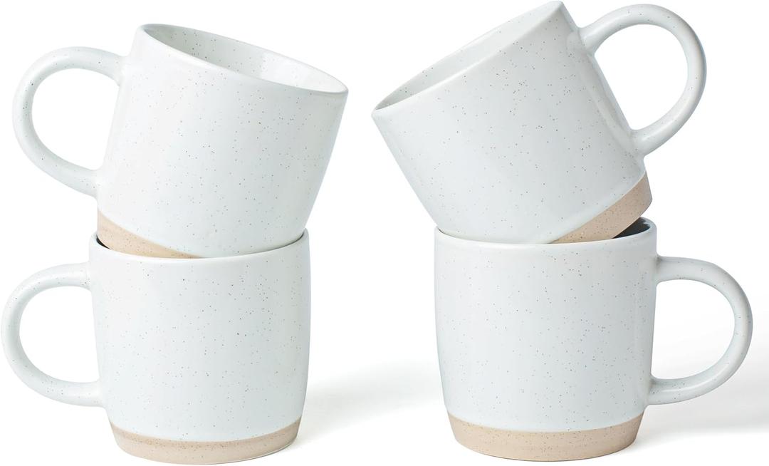 famiware Coffee Mugs for 4, 13 oz Mug Set, Dringking Cup with Handle for Coffee, Tea, Cocoa, Milk, Milkyway Serise, White