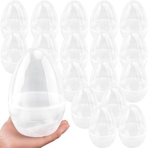 18 Pack 8 Inch Plastic Jumbo Easter Eggs White Transparent Fillable Eggs for Hunt Easter Theme Party Supplies