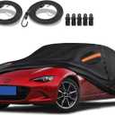 Special 16 Layers Full Car Cover Fit for Mazda MX-5 2006-2023, Ultra Heavy 600D Oxford Cloth, Can Withstand Summer Sun Exposure and Winter Snow, Rain, Dust, and UV All Weather, Black