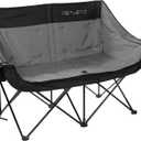 REALEAD Double Camping Chair - Oversized Camping Loveseat for Adults Two Person Support 650 lbs - Heavy Duty Folding Camp Chair with Cooler Bags for Outdoor Sports Beach (Grey)