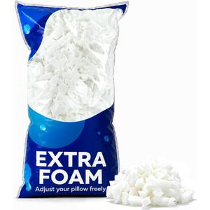 Shredded Memory Foam Filling, 0.44 lb Extra Foam Pillow Refill, CertiPUR-US Certified Foam, Pillow Stuffing for Cushions, Pet Beds, Throw Pillows and DIY Crafts, White