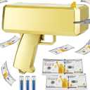 Gold Money Gun Shooter and 201 PCS Props (No Real Function) 3 AA Batteries, Money Gun That Shoot Money, Make It Rain Money Thrower Gun Handheld Fake Gun Toy Party Supplies