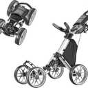 CaddyTek 4 Wheel Golf Push Cart - Caddycruiser One Version 8 1-Click Folding Trolley - Lightweight, Compact Pull Caddy Cart, Easy to Open