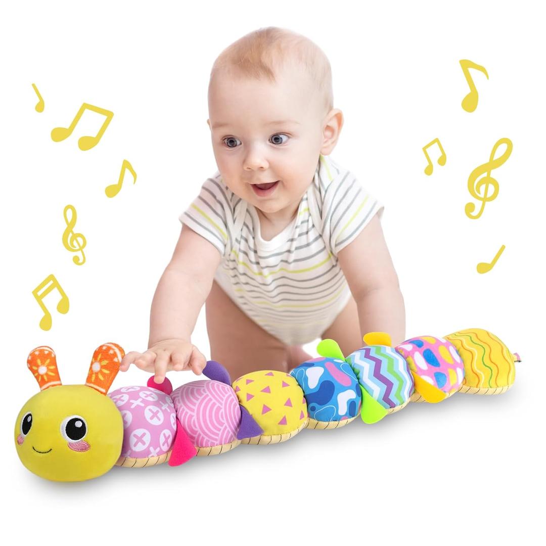 KMUYSL Baby Toys 0 to 12 Months, Musical Stuffed Animal Toys for 0-3-6-12 Months, Soft Sensory Toys with Crinkle and Rattles, Infant Tummy Time Toys Gifts for Newborn Boys Girls