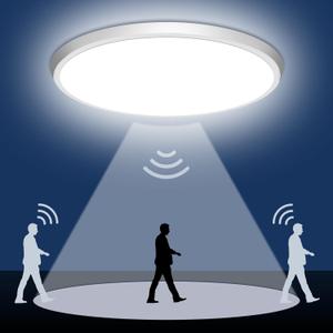 Motion Sensor Ceiling Light Wired - 12 Inch Motion Activated Flush Mount Lighting Fixture - 24W LED Ceiling Light for Closet, Hallway, Porch, Laundry, Garage, Basements - 5000K White Motion Sensor Ceiling Light Wired - 12 Inch Motion Activated Flush Mount Lighting Fixture - 24W LED Ceiling Light for Closet, Hallway, Porch, Laundry, Garage, Basements - 5000K White