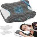 Elviros CPAP Pillow for Sleeping, HSA/FSA Ergonomic Adjustable Height Neck Support Memory Foam Bed Pillow for CPAP Users with Sleep Apnea, Suitable for Side and Back Sleepers (23.6"L*16.14"W*4.92/5.1"H, Dark Grey)