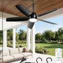 NWOP 36 Inch Plug-In Outdoor Ceiling Fan with Light and Remote, Waterproof Patio Ceiling Fan, 5 Blades Small Ceiling Fan for Porch Gazebo Pergola, Quiet Modern Ceiling Fan, Black