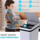 jinligogo 3Pack Bathroom Small Trash Can with Lid, 2.6 Gallon Touchless Automatic Garbage Can Slim Waterproof Motion Sensor Smart Trash Bin for Bedroom, Office, Living Room White/Black/Grey
