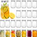 Tebery 24 Pack Clear Plastic Mason Jars with One Piece Lids, 8OZ Mason Cocktail Cup Shatterproof Drinking Jar, Refillable Empty Slime Storage Containers for Overnight Oats, Honey, Spices and Herbs
