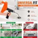 33 Feet Drain Snake Auger, Plumbing Snake Drain Hair Clog Removal Tool, Sink Unclogger Drain, Heavy Duty Drum Auger, Cleaner Tool for Bathroom Kitchen Tub Shower Drain Clog Remover with Gloves Orange