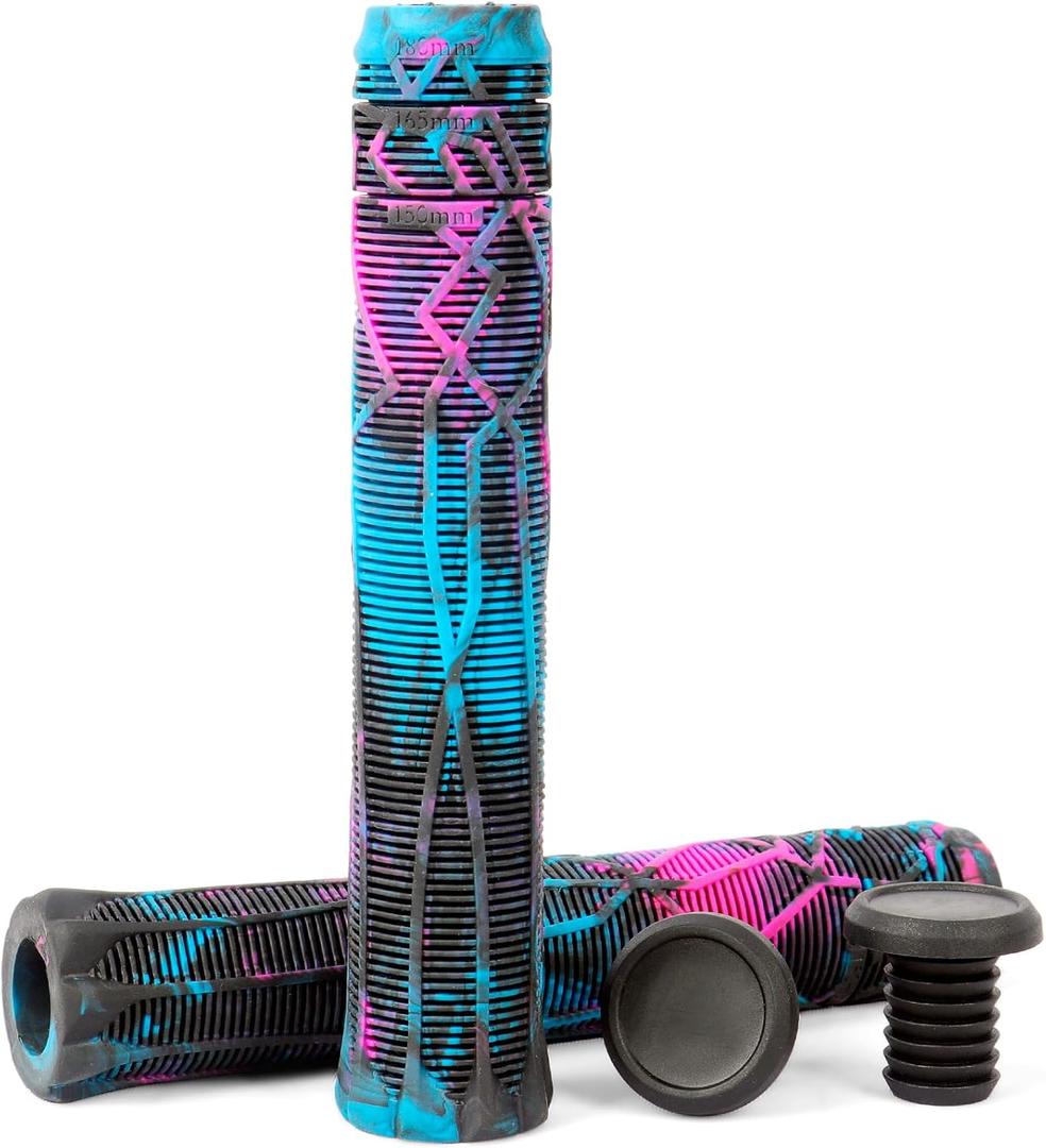 Limit Pro Scooter Grips Soft Longneck 150/165/180mm with Easy Cutting Lines for Pro Trick Scooters and BMX Handlebars (black+blue+purple)