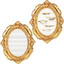 2Pcs Vintage Ring Holder Gold Oval Jewelry Display Stand Velvet Jewelry Box Stand Frame Necklace Organizer Earring Tray for Birthday Anniversary Engagement Wedding Decoration