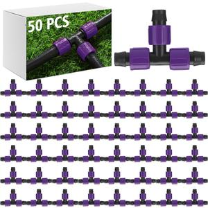 Tujoe 50 Pcs Drip Irrigation Tee Connector 5/8 Inch Drip Tape Fittings Universal Irrigation Tubing Coupling Compatible with Most 16-17 mm Tube or Sprinkler System