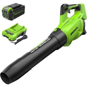 Greenworks 40V (130 MPH / 550 CFM / 75+ Compatible Tools) Cordless Brushless Axial Leaf Blower, 4.0Ah Battery and Charger Included