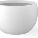 Kante 11.8" Dia Round Concrete Planter, Outdoor/Indoor Large Bowl Plant Pots with Drainage Hole and Rubber Plug for Garden Patio Balcony Home, Pure White