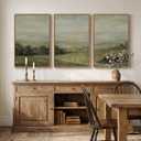 Large Framed Vintage Landscape Wall Art for Living Room, 3 Piece Retro Farmhouse Canvas Prints Artwork for Walls, French Country Paintings Pictures for Dining Room Hallway Wall Art Decor, 24x36 Inch