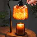 3-in-1 Candle Warmer Lamp with Timer Dimmable, Himalayan Salt Lamp & Passive Diffuser, Gifts for Women, House Warming Gifts, Wax Melt Warmer for Jar Candles (Black)
