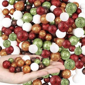 Pangda 200 Pcs Valentine's Day Multi Colored Foam Balls St. Patrick's Day Glitter Vase Fillers 5 Colors Holiday Decorative Balls Ornaments Party Decor for DIY Craft(Elegant Color)