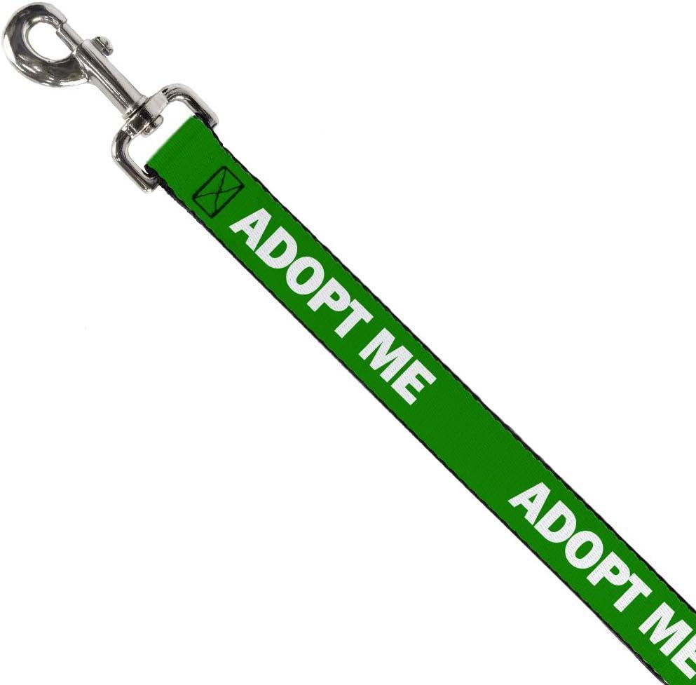 Buckle-Down Dog Leash | Pet Quote Adopt Me Green White Durable Stylish For Walks, 6 Feet Long - 1" Wide