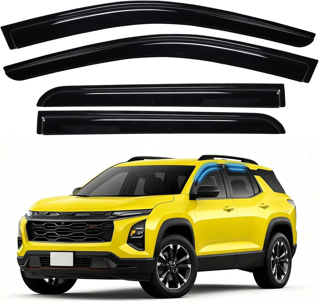 Equinox Rain Guards - Window Visors for Chevrolet Chevy Equinox 2025 2026(Not for EV), Out-Channel Side Window Rain Guards for Equinox Accessories, 4PCS, Black, Car Accessories