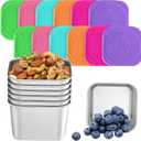 12 Pack 6 oz Stainless Steel Snack Containers Leak Proof Small Metal Food Snack Storage Container with Silicone Lid Stackable Reusable Metal Lunch Boxes for Daycare Travel Picnic Camp
