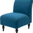 Iauddy Armless Accent Slipper Chair Cover Slipcover,Stretch Spandex Removable Jacquard Non-Slip Silp Cover for Accent Chair Without Arms Furniture Protector for Living Dining Room(Peacock Blue, 1)