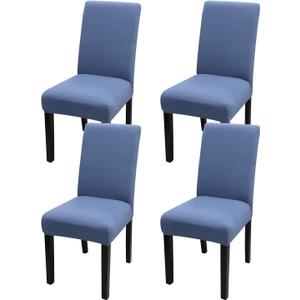 JQinHome 4 Pcs Dining Chair Slipcover, High Stretch Removable Washable Chair Seat Protector Cover for Home Party Hotel Wedding Ceremony (Gray Blue)