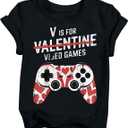 Boys Valentines Shirt Kids Valentines Day T-Shirts Toddler Valentines Graphic Tops 2026 (3-10 Years) (Black)