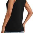 Women Henley Notch Neck Summer Tank Tops Basic Half Button Casual Sleeveless Shirts Black XX-Large